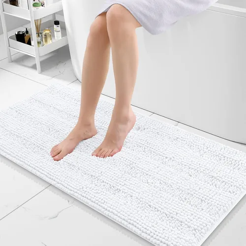Miniatura 270 de Grandaily Alfombras de baño de felpilla a rayas de 24 x 16 pulgadas, extra gruesas y suaves, absorbentes, parte trasera de goma, alfombra de ducha