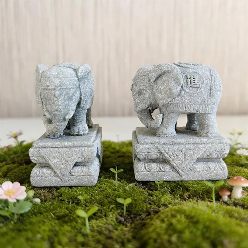 Miniatura 3 de Un par de estatua de elefante, figura de acuario para perros foo, escultura FengShui para decoraciones de peceras pequeñas de 10 galones o pequeñas