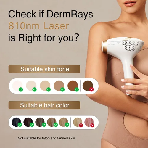 Miniatura 4 de DermRays Depilación láser para mujeres y hombres, V4S para tono de piel 1-5, reducción permanente en el crecimiento del cabello, el primer Blanco
