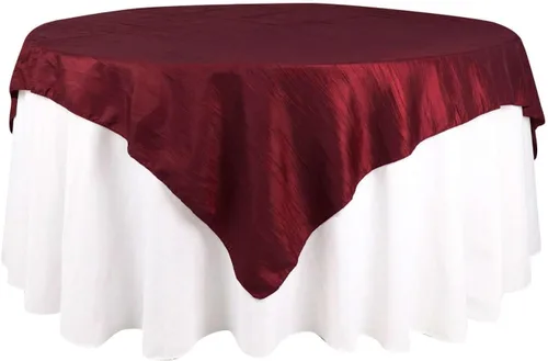 Miniatura 34 de Efavormart - Mantel cuadrado de tafetán arrugado de acordeón beige de 72 x 72 pulgadas