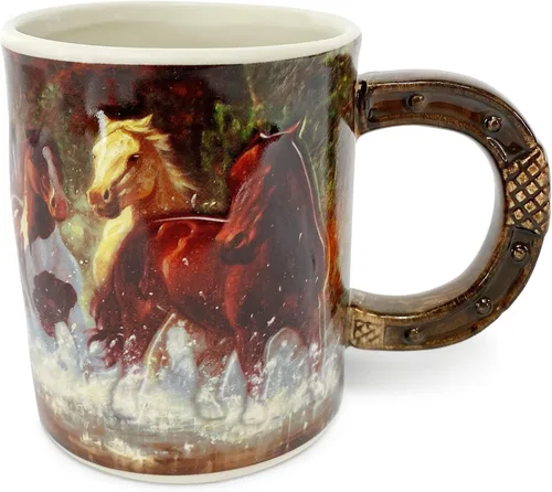 Miniatura 11 de Rivers Edge Products Taza de café de cerámica 3D con asa, 15 onzas, tazas de espresso y tazas de café de cerámica, perfecta para café, expreso, café