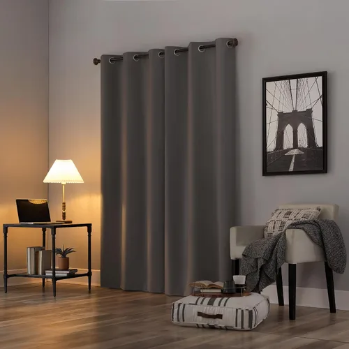 Miniatura 2 de Sun Zero Cyrus - Par de paneles de cortinas térmicas 100 % opacas con ojales, color gris, 40 x 84 pulgadas