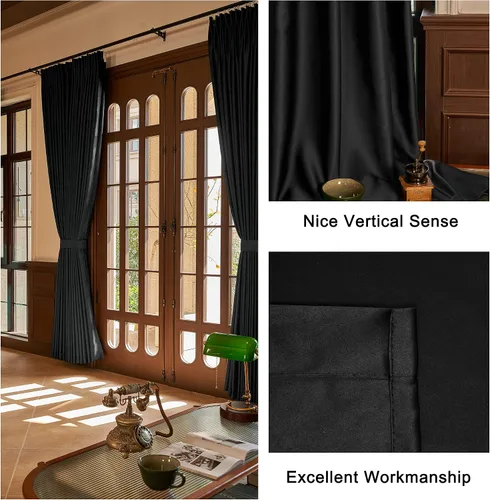 Miniatura 5 de HUTO Cortinas Plisadas de Pinzas Opacas con Aislamiento Térmico para Oscurecer la Habitación, Panel de Tratamiento de Ventana para Sala de Estar