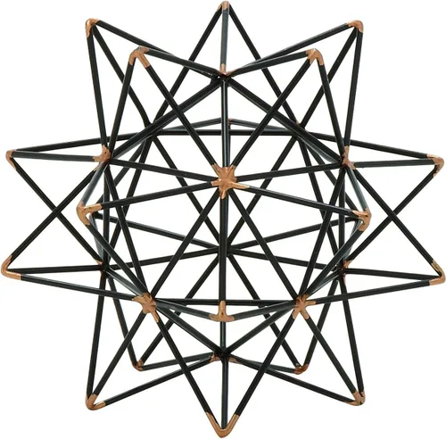 Deco 79 Escultura decorativa geométrica de metal para decoración del hogar con detalles dorados, figura decorativa de 7 x 7 x 7 pulgadas, color negro