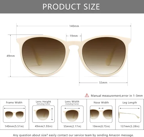 Miniatura 5 de SUNGAIT Gafas de sol redondas vintage para mujeres y hombres, estilo clásico retro