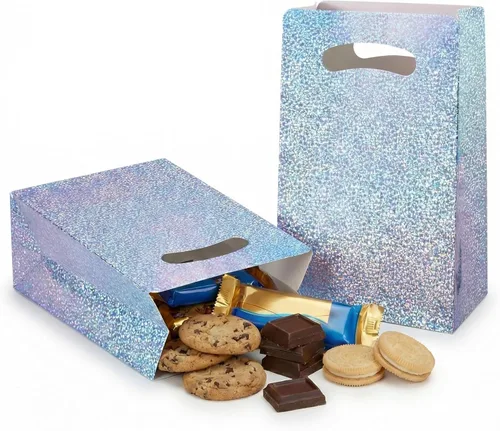 Miniatura 15 de UnicoPak Paquete de 16 bolsas azules de recuerdo de fiesta, 6 x 3 x 9 pulgadas, bolsas de regalo de color azul mate prémium para cumpleaños, baby