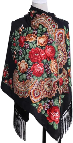 Miniatura 2 de Bufanda tradicional con borla exótica para mujer, cálida, suave, grande, rectangular, a la moda, bufandas