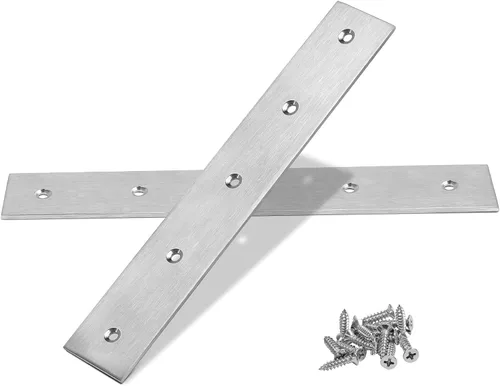 Miniatura 18 de Soporte plano de 1.575 x 0.630 x 0.079 in, soporte recto de acero inoxidable, soporte recto de metal, soporte recto negro, placa de unión