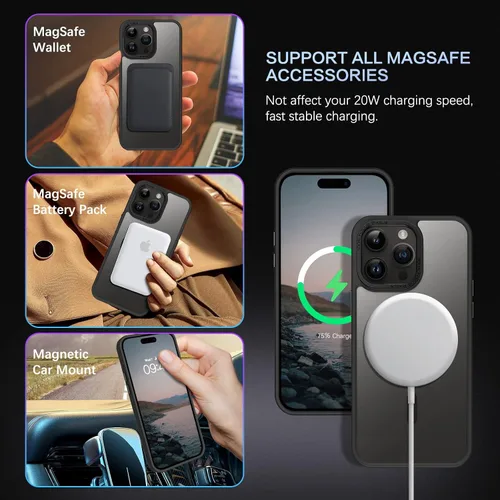 Miniatura 2 de BENTOBEN Funda magnética para iPhone 14 Pro [compatible con Magsafe] translúcida mate 14 Pro, delgada, a prueba de golpes, para mujeres, hombres