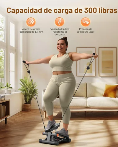 Miniatura 5 de Niceday Steppers para ejercicio, escalera con bandas de resistencia, mini stepper con capacidad de carga de 136 kg, stepper de fitness hidráulico