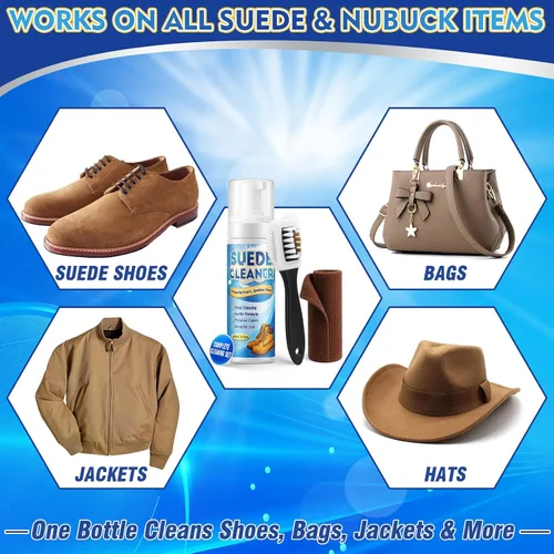Miniatura 4 de Kit de limpiador de gamuza para zapatos, limpiador de zapatos de espuma de 6.8 fl oz con cepillo y toalla, limpia profundamente gamuza, nubuck