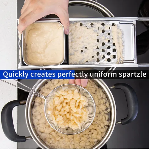 Miniatura 5 de Spaetzle Maker de acero inoxidable de grado premium ensanchado mango de plástico hecho en casa bola de masa de fideos de huevo tamaño perfecto