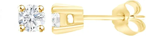 IGI Certificado 10 K oro macizo redondo laboratorio cultivado diamante pendientes de tuerca (14 ct 12 ct, color FG, claridad SI), oro amarillo,