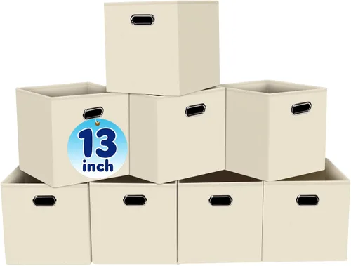 Miniatura 33 de Cubos de almacenamiento de tela – 13 x 13 x 13 pulgadas, cubos organizadores plegables con asas dobles – juego de 6, color azul