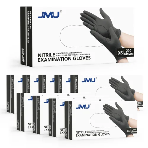 Miniatura 39 de JMU Guantes negros de nitrilo a granel mediano, caja de 1200, 3.5 mil, sin látex sin polvo