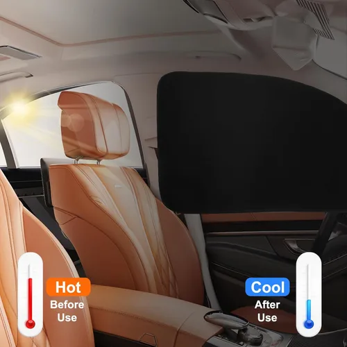 Miniatura 6 de Ovege Parasoles Magnéticos de Gamuza para Ventanas de Automóvil - Asiento Trasero 2 piezas Cortina de Privacidad Protección UV Negro-Suedette