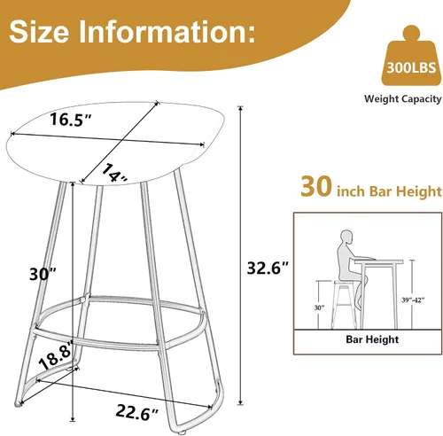 Miniatura 3 de Andeworld Juego de 4 taburetes giratorios modernos de 30 pulgadas de altura de barra, taburetes de bar de metal para cocina, isla de desayuno