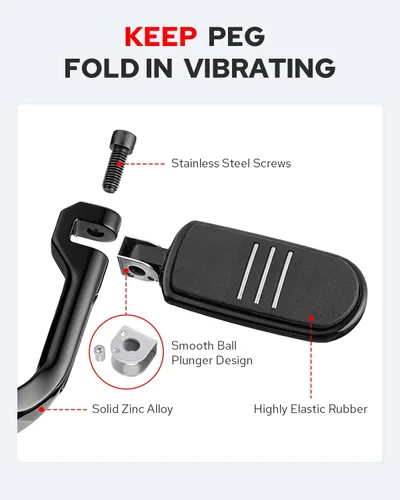 Miniatura 4 de Benlari Estriberas de Carretera, Estriberas Ajustables de Acero Inoxidable 304 de 1.25" Compatibles con Harley Touring Street Glide Softail Dyna