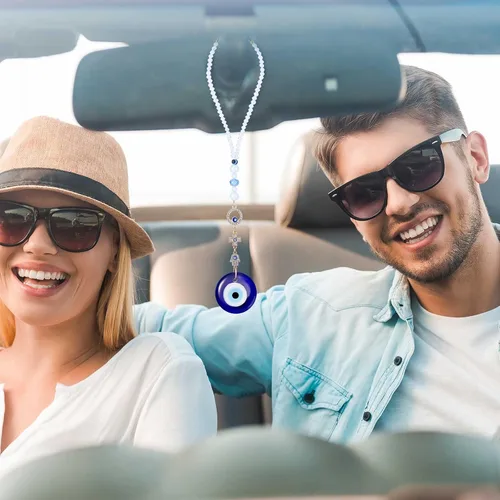 Miniatura 3 de Adorno colgante de ojo turco para automóvil, dije de ojo azul malvado para espejo retrovisor, decoración de cuentas, accesorios de automóvil