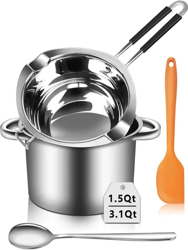 Miniatura 9 de Artcome Juego de ollas para derretir doble caldera, 20.3 fl oz/0.6 cuartos de galón, olla de acero inoxidable de 54.1 fl oz/1.7 cuartos de galón