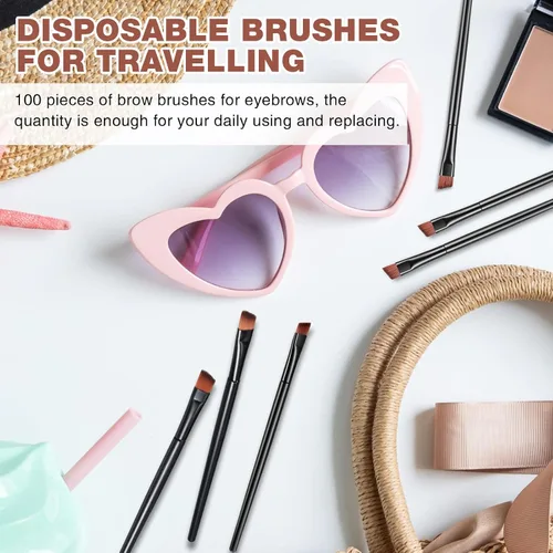 Miniatura 7 de Gerrii 100 cepillos desechables en ángulo para cejas, cepillo delineador de ojos, cepillos de ángulo desechables, pinceles de tintado para mujeres