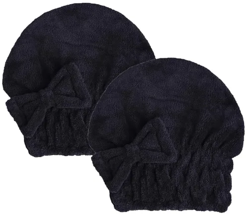Miniatura 6 de Toallas de microfibra para secar el cabello con gorro de ducha con nudo de lazo, turbante para el cabello, gorro de baño para cabello rizado, corto