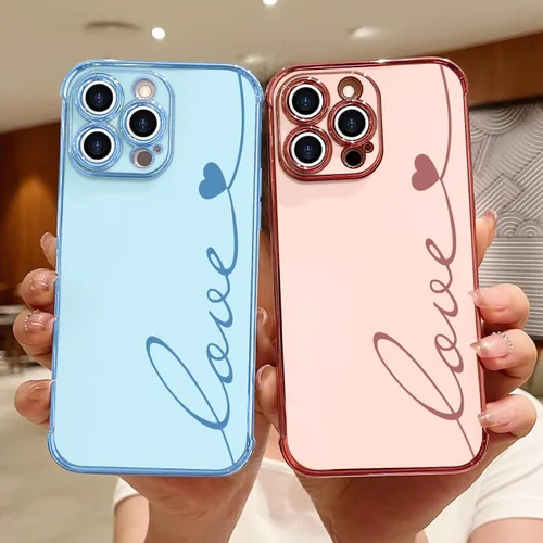 Miniatura 8 de LAPOPNUT Funda compatible con iPhone 13 Pro, bonito diseño de corazón de amor para mujeres y niñas, parachoques chapado de lujo con cubierta