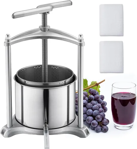 Miniatura 15 de VEVOR Prensa de vino de frutas de 0.8 galones/3L, 2 barriles de acero inoxidable, exprimidor manual, prensa para hacer sidra, manzana, uva, tintura