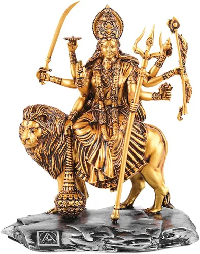 Miniatura 2 de Artarium Shri Durga MATA Idol Estatua antigua Sherawali MATA Shri Vaishno Devi Maa Durga MATA Idol para tablero de automóvil y decoración