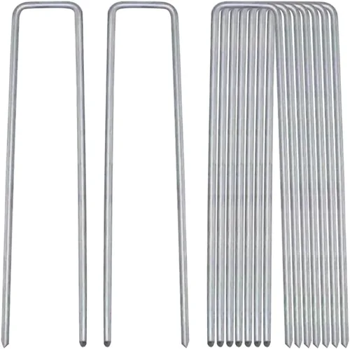 Miniatura 9 de Grapas de paisaje de calibre 8, grapas de tierra de 6 pulgadas, paquete de 50 unidades, cubierta de barrera de metal para césped, alambre