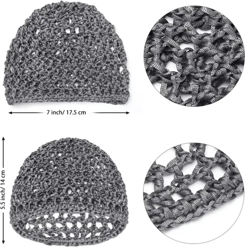 Miniatura 3 de Etercycle 2 piezas de malla de ganchillo para el cabello, redecilla de ganchillo de punto de rayón suave, gorra de dormir de ganchillo para mujer