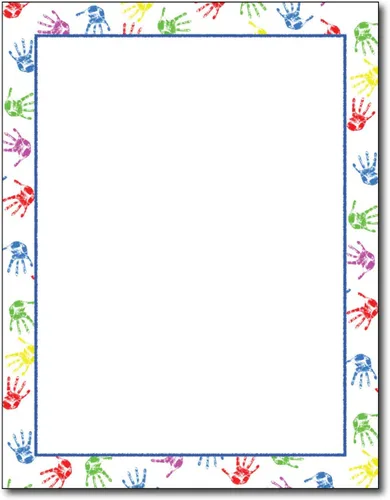 Baby Handprints Printable Letterhead Stationery Paper - 50 Sheets 8.5" x 11" Decorative Writing Paper - Baby Shower Letter Paper - 28lb Bond(105gsm)