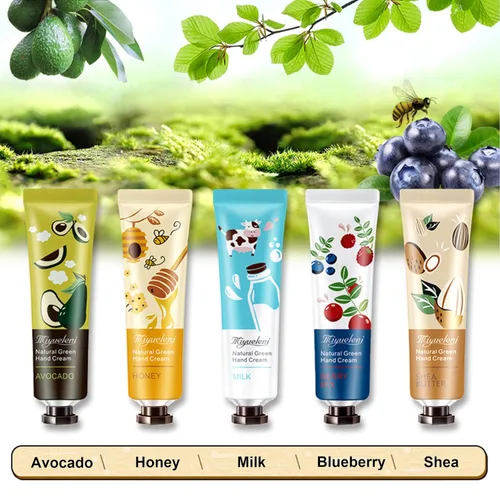Miniatura 6 de Paquete de 5 cremas de manos para manos agrietadas, loción de manos con fragancia botánica natural, mini crema de manos para trabajar manos secas