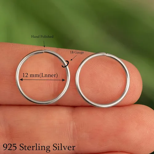 Miniatura 52 de Aretes de aro de oro de plata – Aretes de aro para mujer, dos piezas de aros de plata fina rellenos de oro, aro de hélice, anillo de tragus, aro