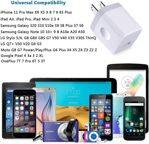 Miniatura 6 de Bloque de carga para iPhone, caja de carga, cubo USB, paquete de 10 cargadores de pared de un solo puerto de 1A/5V, adaptador de enchufe USB, Blanco