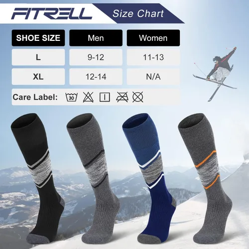 Miniatura 2 de Fitrell Paquete de 23 calcetines de esquí para hombre, para esquí, snowboard, calcetines cálidos de lana de invierno acolchados