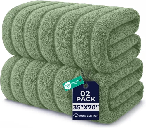Miniatura 39 de DAN RIVER Paquete de 1 toalla de baño jumbo de 40 x 80 pulgadas, toallas de baño extragrandes de secado rápido para baño, toallas suaves y Verde