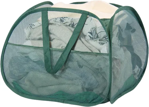 Miniatura 18 de Cesta de lavandería plegable, cesta de ropa plegable emergente de 90L con asas, cesta de ropa sucia de malla cuadrada para lavandería, baño