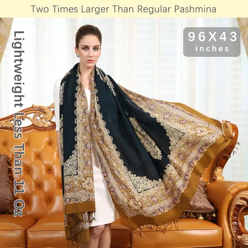 Miniatura 44 de DANA XU Manta de pashmina extragrande 100% de lana merina, bufanda de viaje, bufanda de cachemira para mujer, otoño e invierno, chal de gran