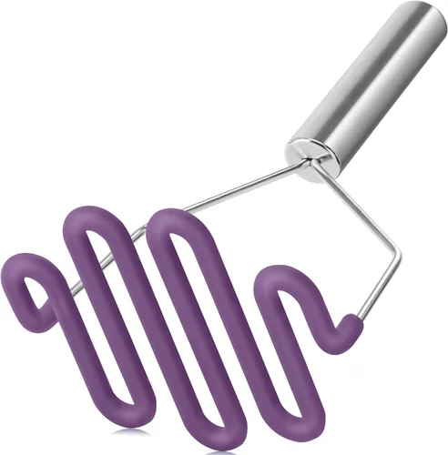 Miniatura 12 de Urbanstrive Machacador de Papas de Silicona Antiarañazos Herramienta de Cocina, Machacador de Papas Machacador de Papas de Acero Inoxidable Envuelto