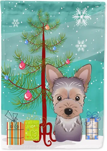 Miniatura 82 de Caroline's Treasures BB1622CHF - Bandera de casa Shih Tzu con árbol de Navidad y gris plateado para porche, grande, para colgar en la pared