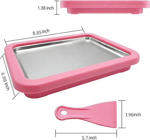 Miniatura 5 de Rolled Ice Cream Maker Kit, DIY Ice Cream Roll Tray with 2 Scrapers, No Electricity Required, Stainless Steel Freezing Plate for Rolled Ice Cream