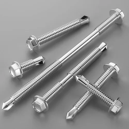 Miniatura 4 de Wensilon (250Pcs) #8×1" Tornillos autoperforantes de cabeza hexagonal con arandela, tornillos de acero inoxidable 410 para chapa metálica, tornillos