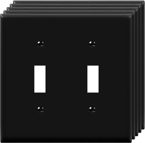 Miniatura 24 de ENERLITES Cubierta doble para interruptor de palanca, placa de pared para interruptor de luz de dos bandas, acabado brillante, 2 bandas de 5.5 x 5.5
