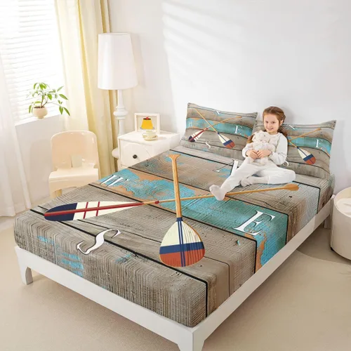 Miniatura 25 de Juego de sábanas bajeras de verano con reglas de la piscina, rústica, casa de campo, tamaño individual para niños, adolescentes y adultos, sábanas