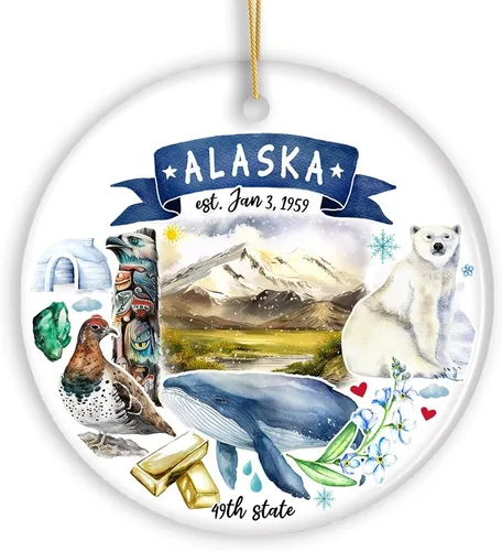 Miniatura 44 de Recuerdos coleccionables de cerámica de EE. UU. - Adornos navideños artísticos con temas y monumentos estatales de Tennessee