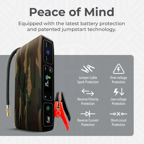 Miniatura 5 de HALO Bolt Air 58830 Cargador de batería portátil para automóvil Compresor de aire de 100 PSI, banco de energía USB de 58.8Wh, foco de emergencia