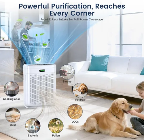 Miniatura 7 de Purificadores de aire para el hogar habitación grande con control remoto, hasta 3000 pies cuadrados, filtro de aire doble cara H13 Hepa con pantalla