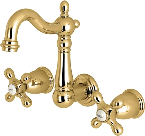 Miniatura 8 de Kingston Brass KS1223AX - Grifo de baño de montaje en pared central de 8 pulgadas, latón antiguo