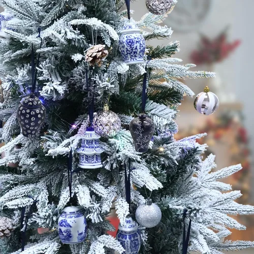 Miniatura 3 de 6 adornos chinos – Adornos colgantes de porcelana azul y blanca – Adornos de cerámica para árbol de Navidad y decoración de otoño (estilo clásico)